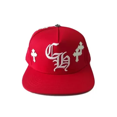 Chrome Hearts Cross Patch Baseball Hat Red 01