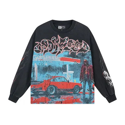 Godspeed Pit Stop L/S Thermal T-shirt #1101 Black/Blue Wash 01