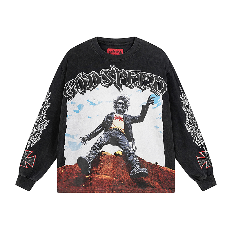 Godspeed Rocker Layered Long Sleeve T-shirt #1103 Black Wash   