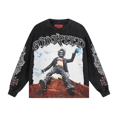 Godspeed Rocker Layered Long Sleeve T-shirt #1103 Black Wash    01