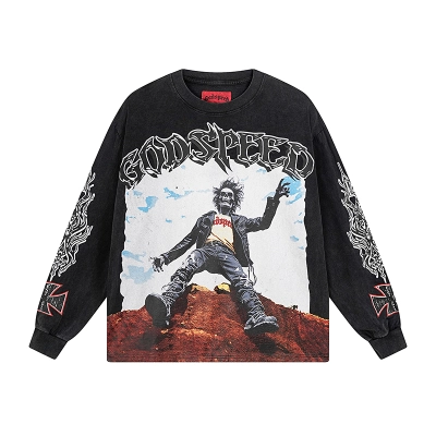 Godspeed Rocker Layered Long Sleeve T-shirt #1103 Black Wash    01