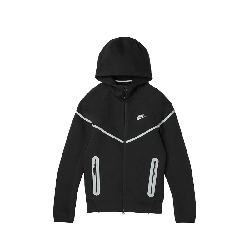 Nike Sportswear Tech Fleece Full Zip Hoodie & Joggers Reflective Details Set Black Bemis Silver