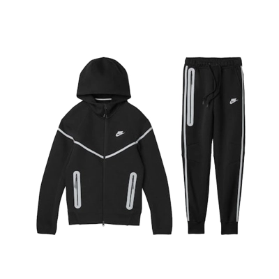 Coco Shoes Nike Sportswear Tech Fleece Full Zip Hoodie & Joggers Reflective Details Set Black Bemis Silver 01