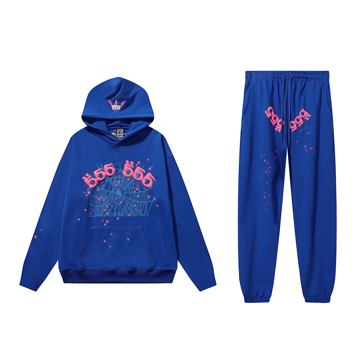 Sp5der Angel Number Hoodie & Sweatpant Set Blue