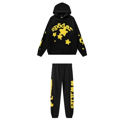 Coco Shoes Sp5der Beluga Hoodie & Sweatpant Set Black 01