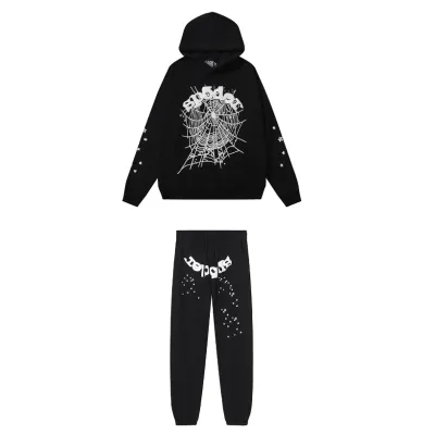 Sp5der OG Web Hoodie & Sweatpant Set Black 01