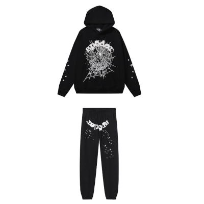 Coco Shoes Sp5der OG Web Hoodie & Sweatpant Set Black 01