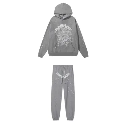Coco Shoes Sp5der OG Web Hoodie & Sweatpant Set Grey 01