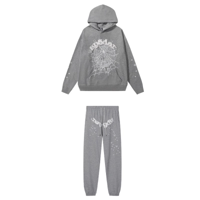 Coco Shoes Sp5der OG Web Hoodie & Sweatpant Set Grey 01