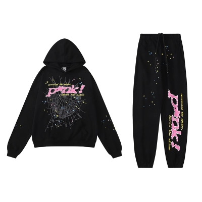 Coco Shoes Sp5der Young Thug Punk Hoodie & Sweatpant Set Black 01