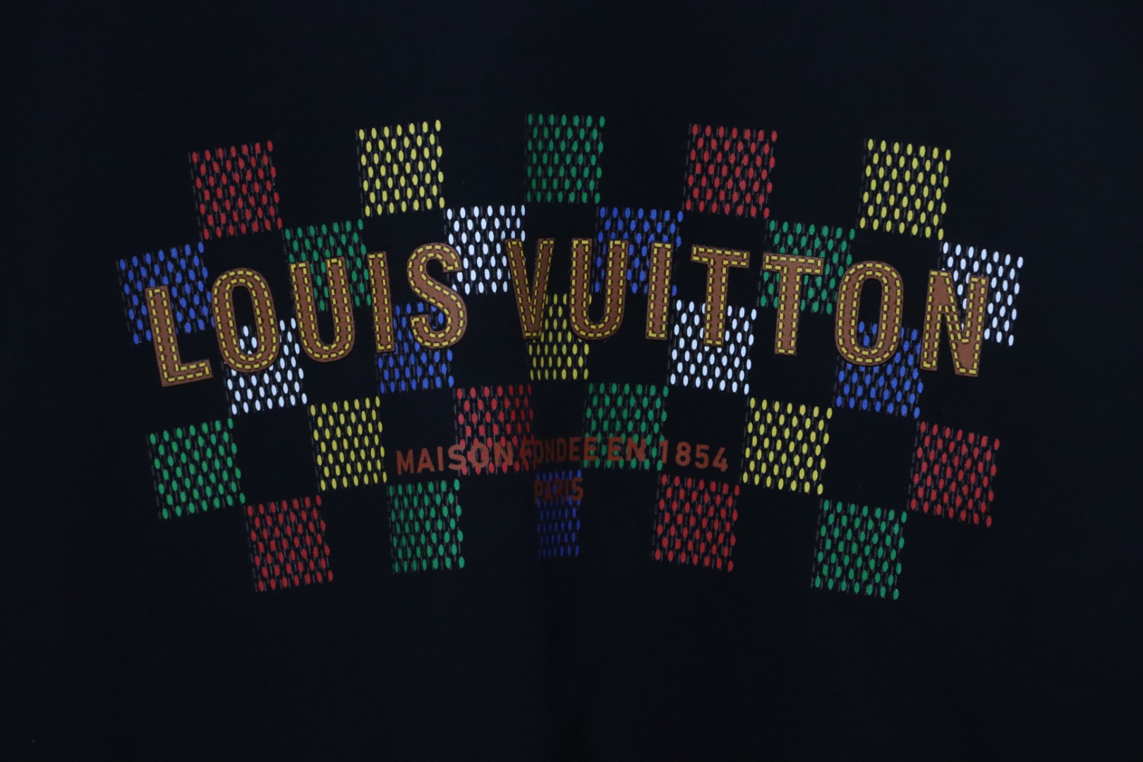 Louis Vuitton Jacquard Damier Short-Sleeved Cotton Crewneck Color Checkerboard