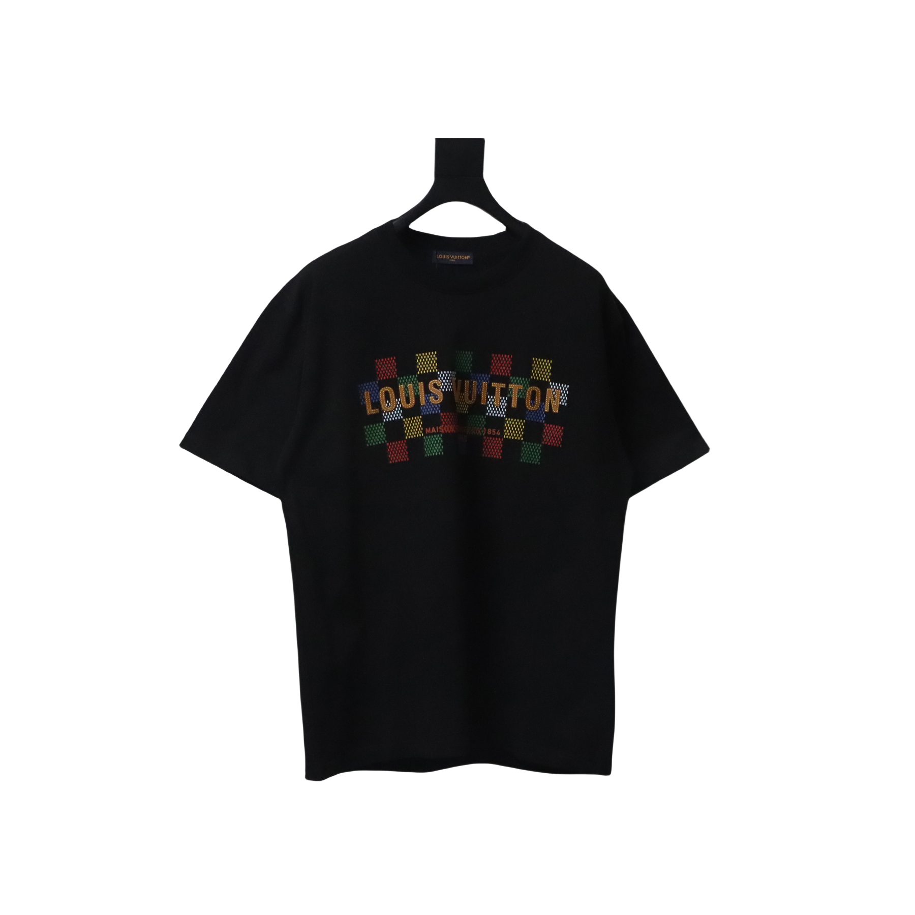 Louis Vuitton Jacquard Damier Short-Sleeved Cotton Crewneck Color Checkerboard