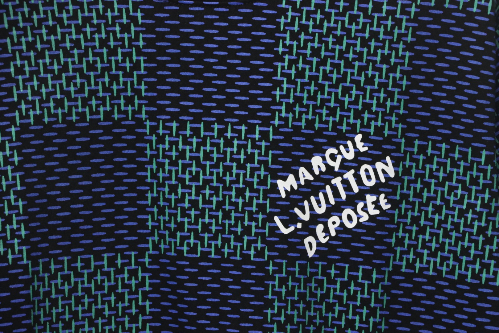 Coco Shoes Louis Vuitton Jacquard Damier Short-Sleeved Cotton Crewneck Dark Blue