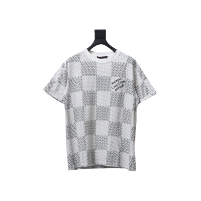 Louis Vuitton Jacquard Damier Short-Sleeved Cotton Crewneck Grey 01