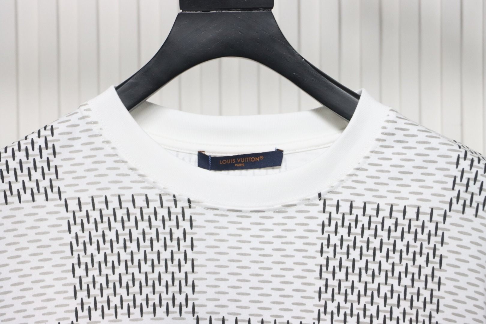 Louis Vuitton Jacquard Damier Short-Sleeved Cotton Crewneck Grey