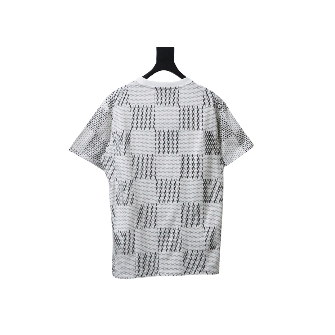 Louis Vuitton Jacquard Damier Short-Sleeved Cotton Crewneck Grey