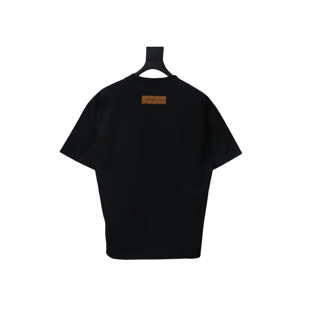Coco Shoes Louis Vuitton Short Sleeve Tee Embroidered Logo Black