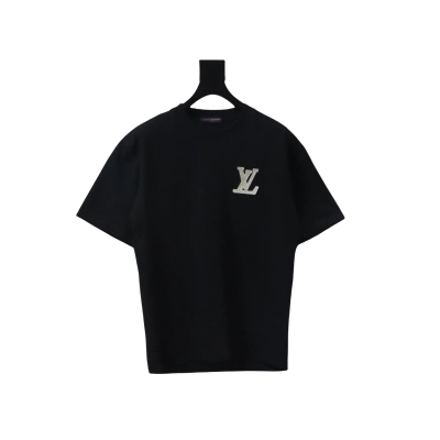 Coco Shoes Louis Vuitton Short Sleeve Tee Embroidered Logo Black 01