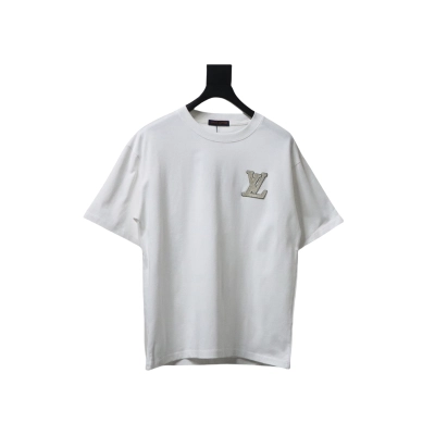 Coco Shoes Louis Vuitton Short Sleeve Tee Embroidered Logo White 01