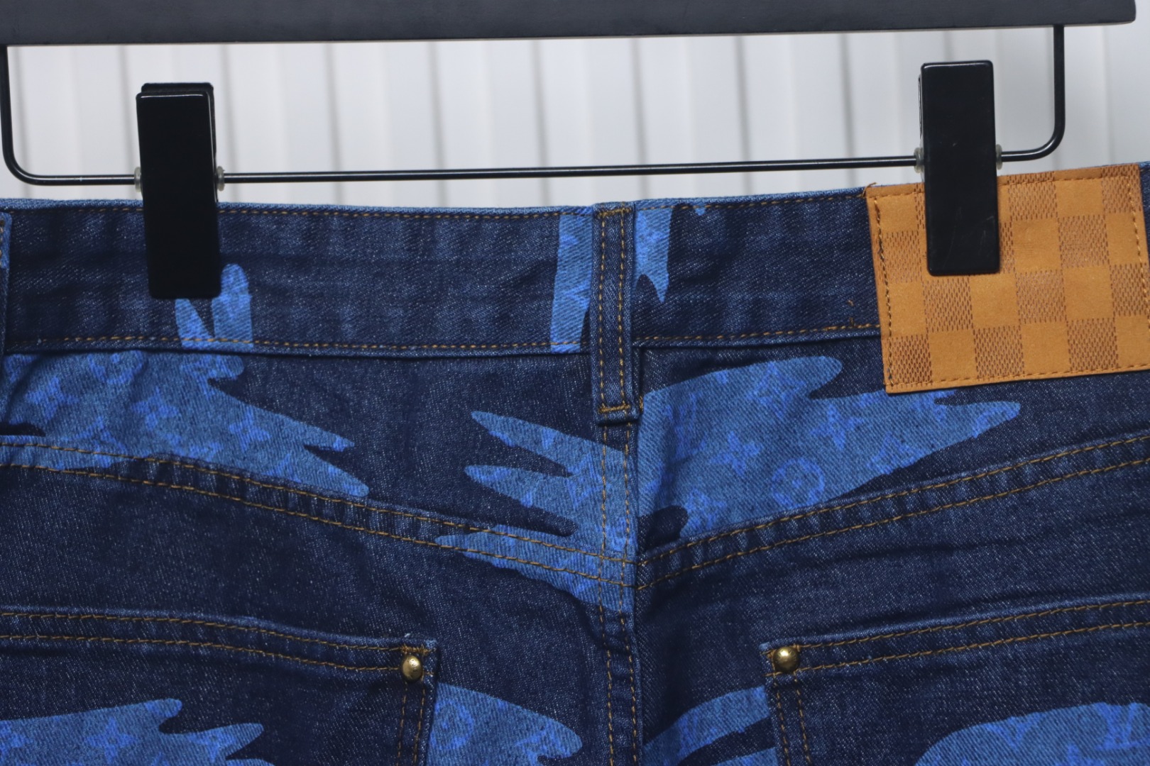 Louis Vuitton Cloud Print Denim Shorts Ocean Blue