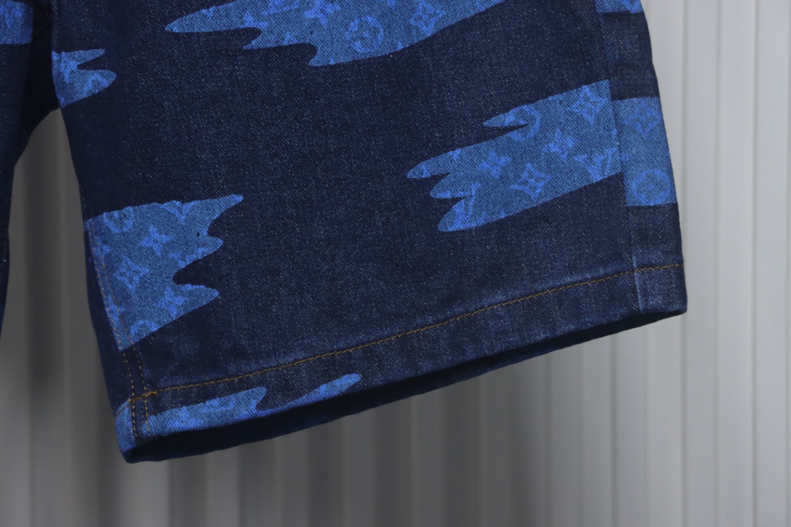 Louis Vuitton Cloud Print Denim Shorts Ocean Blue