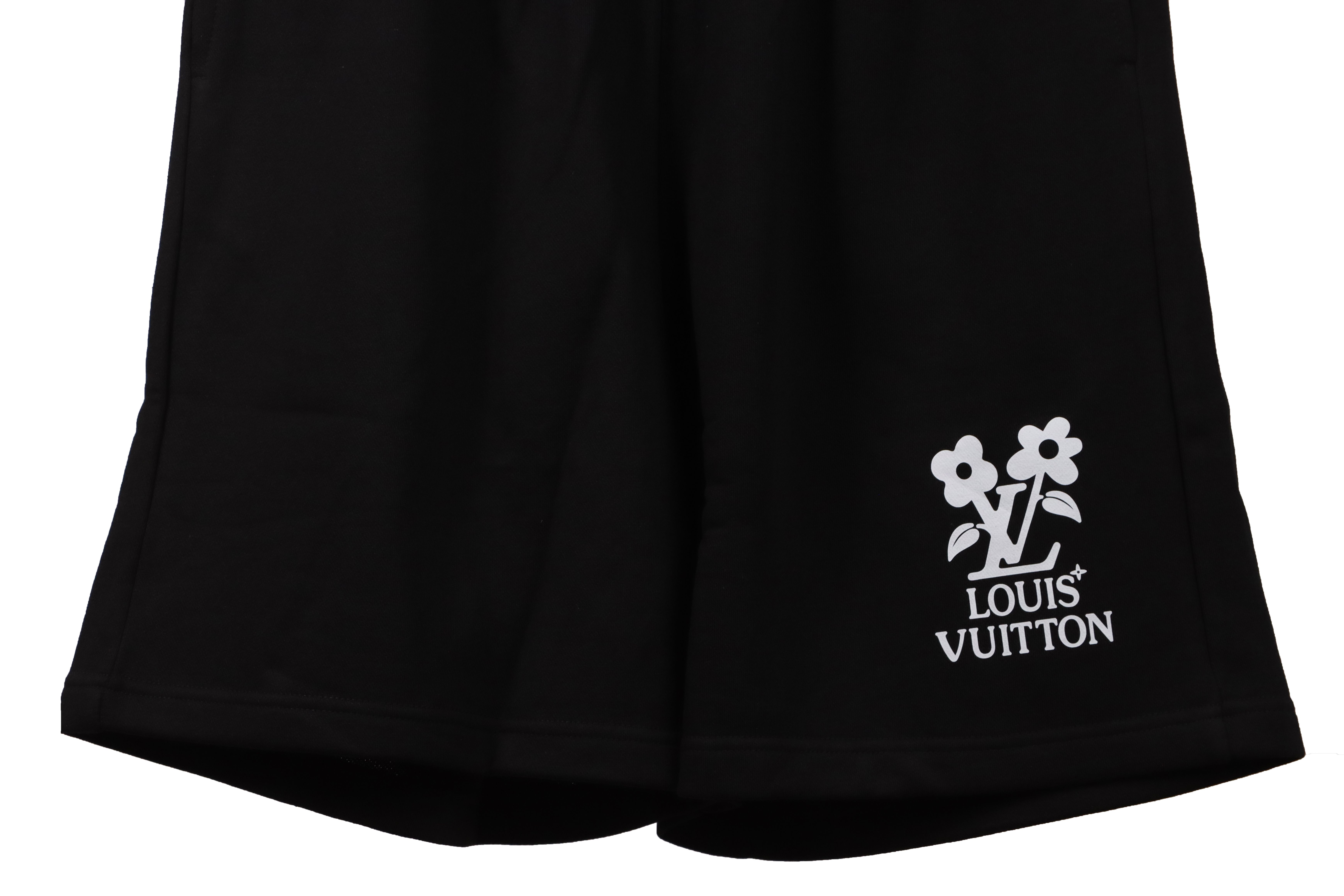 Louis Vuitton Floral Print Cotton Track Shorts Black