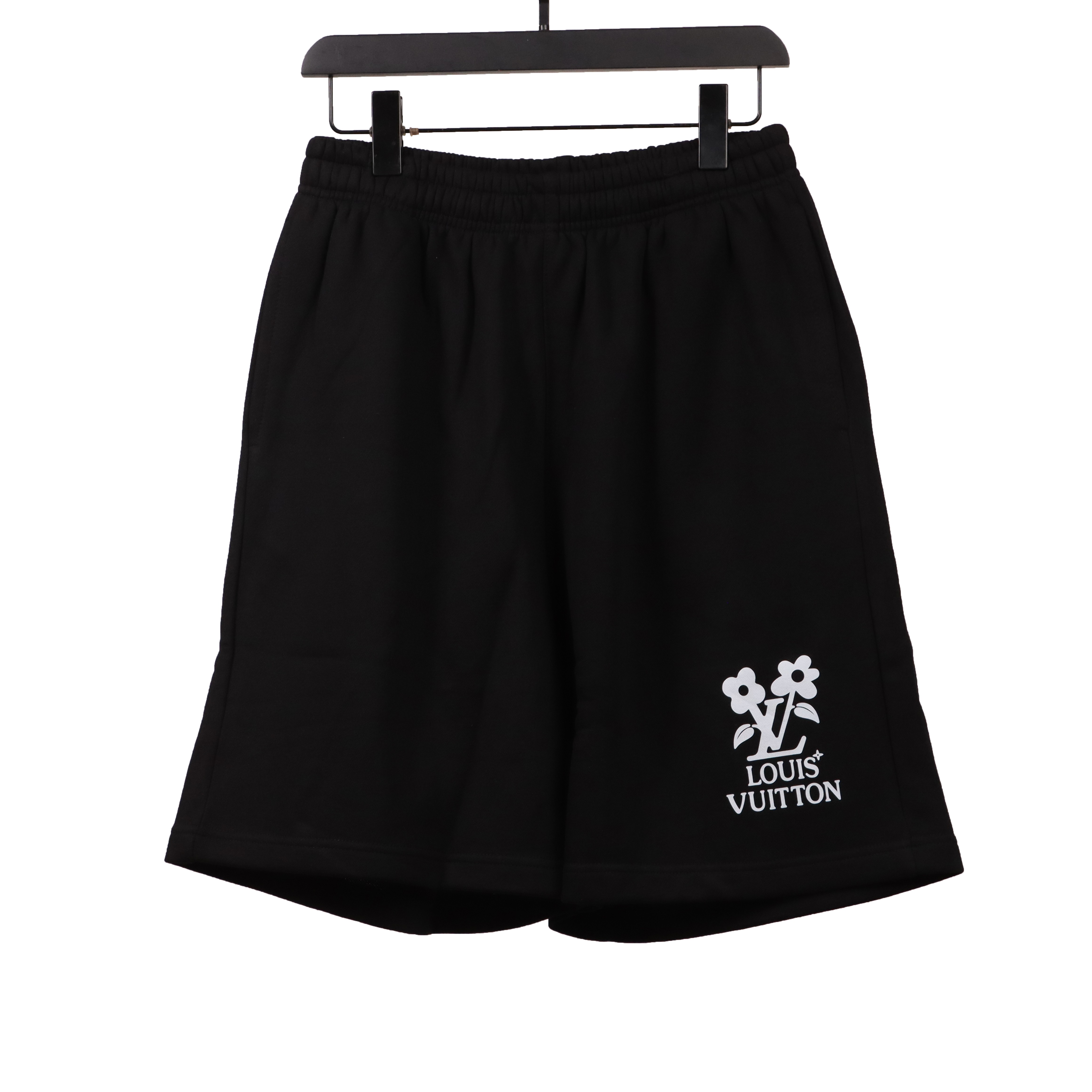 Louis Vuitton Floral Print Cotton Track Shorts Black