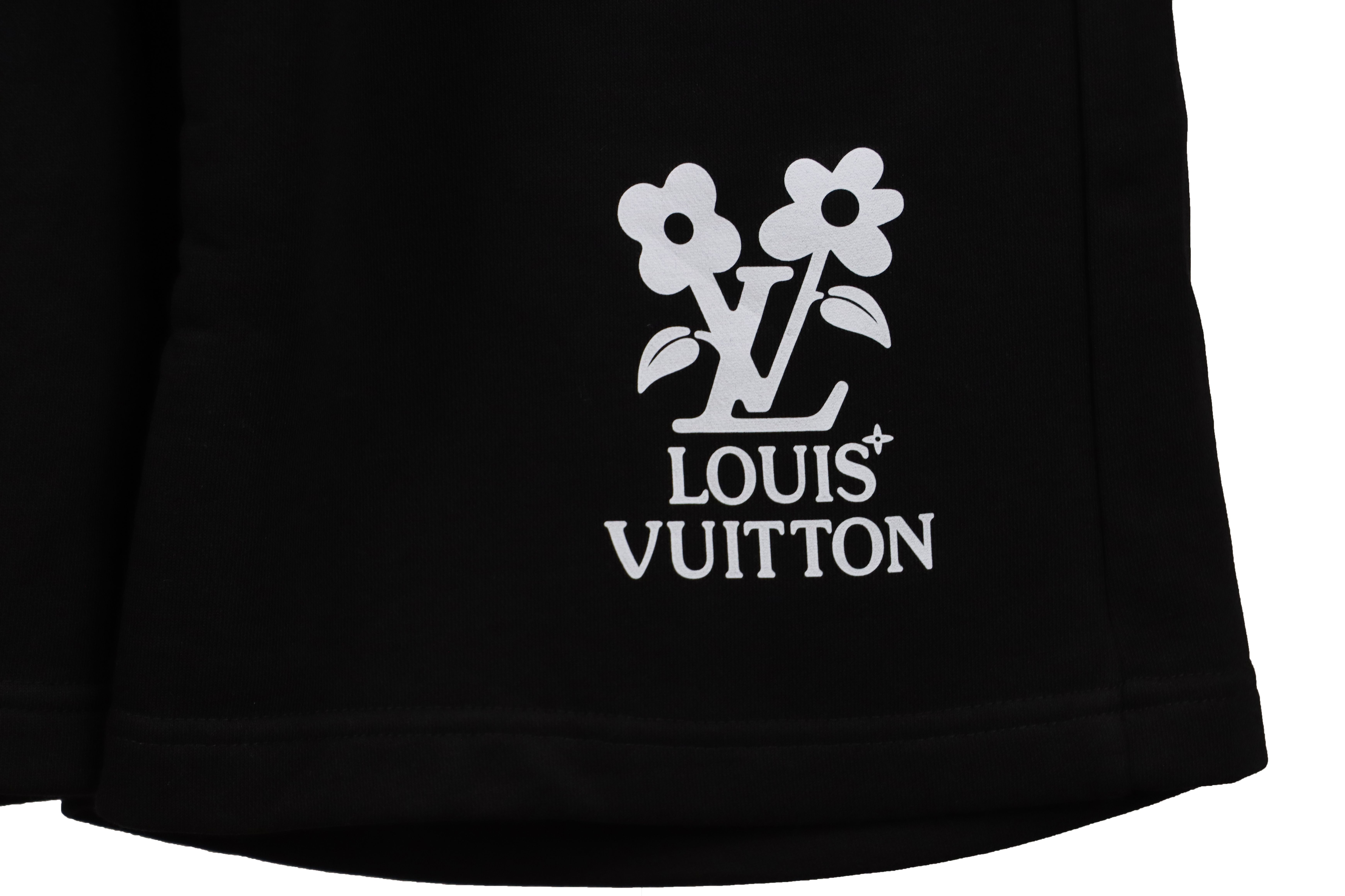 Louis Vuitton Floral Print Cotton Track Shorts Black