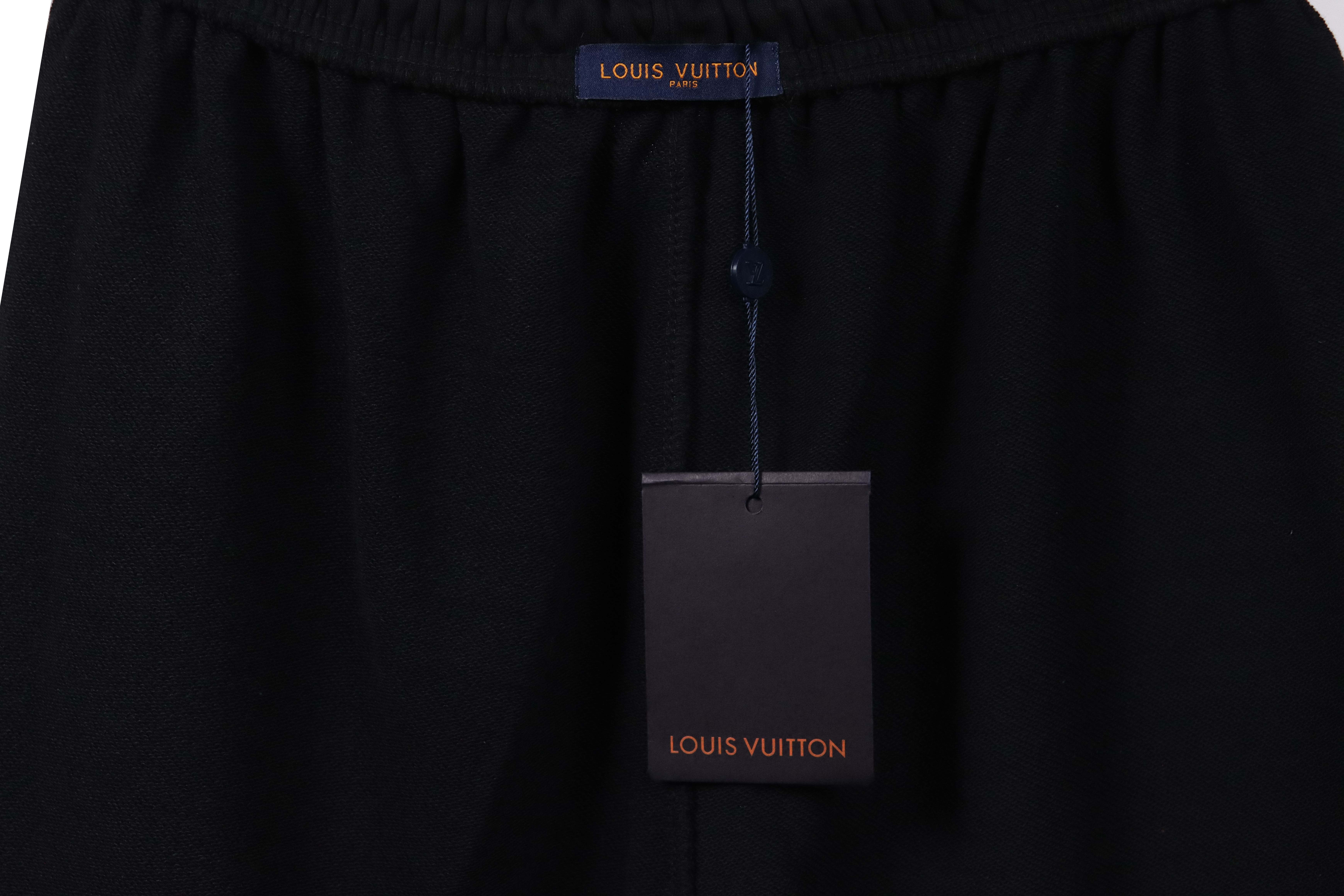 Louis Vuitton Floral Print Cotton Track Shorts Black