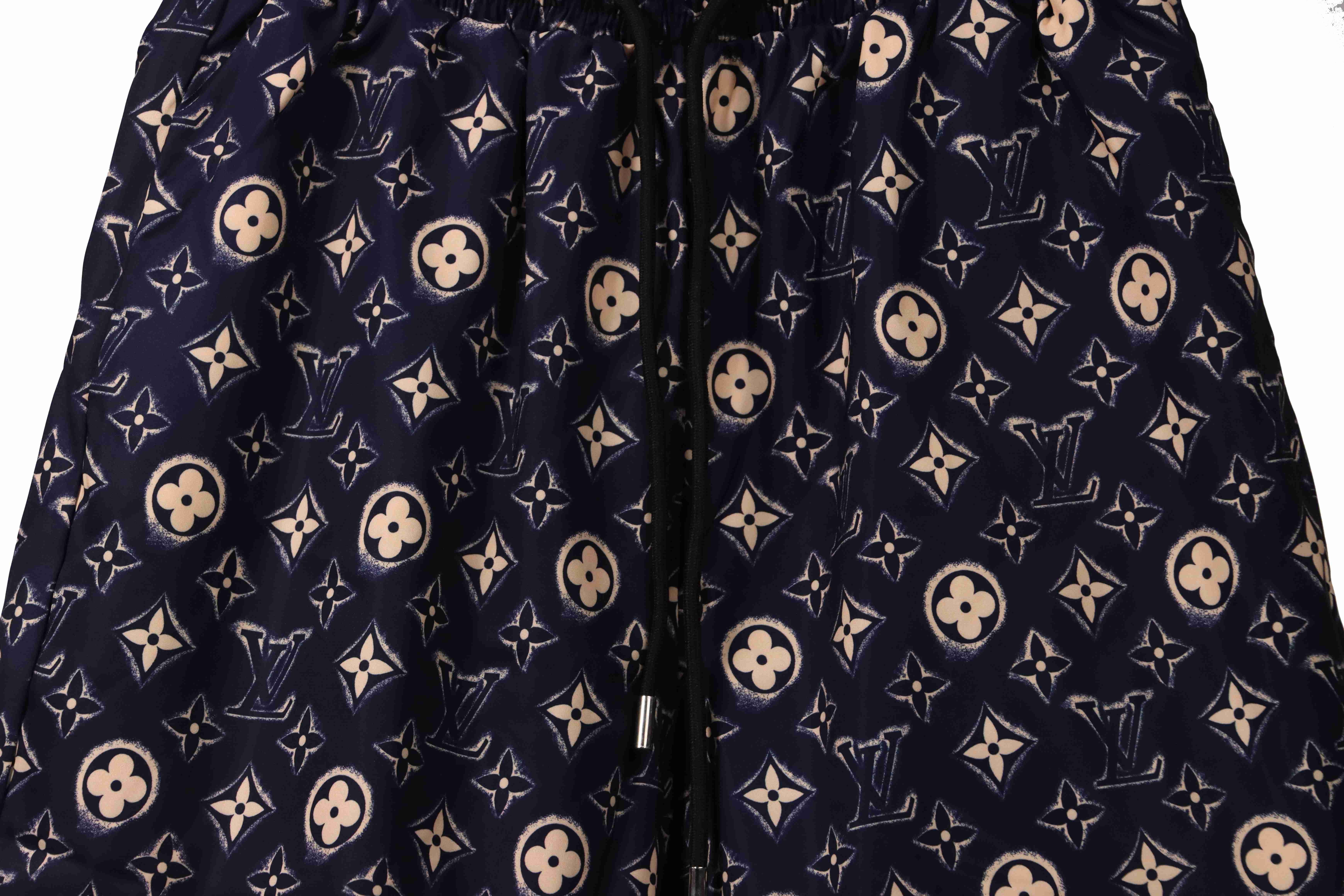 Louis Vuitton Monogram Printed Silk Shorts Black