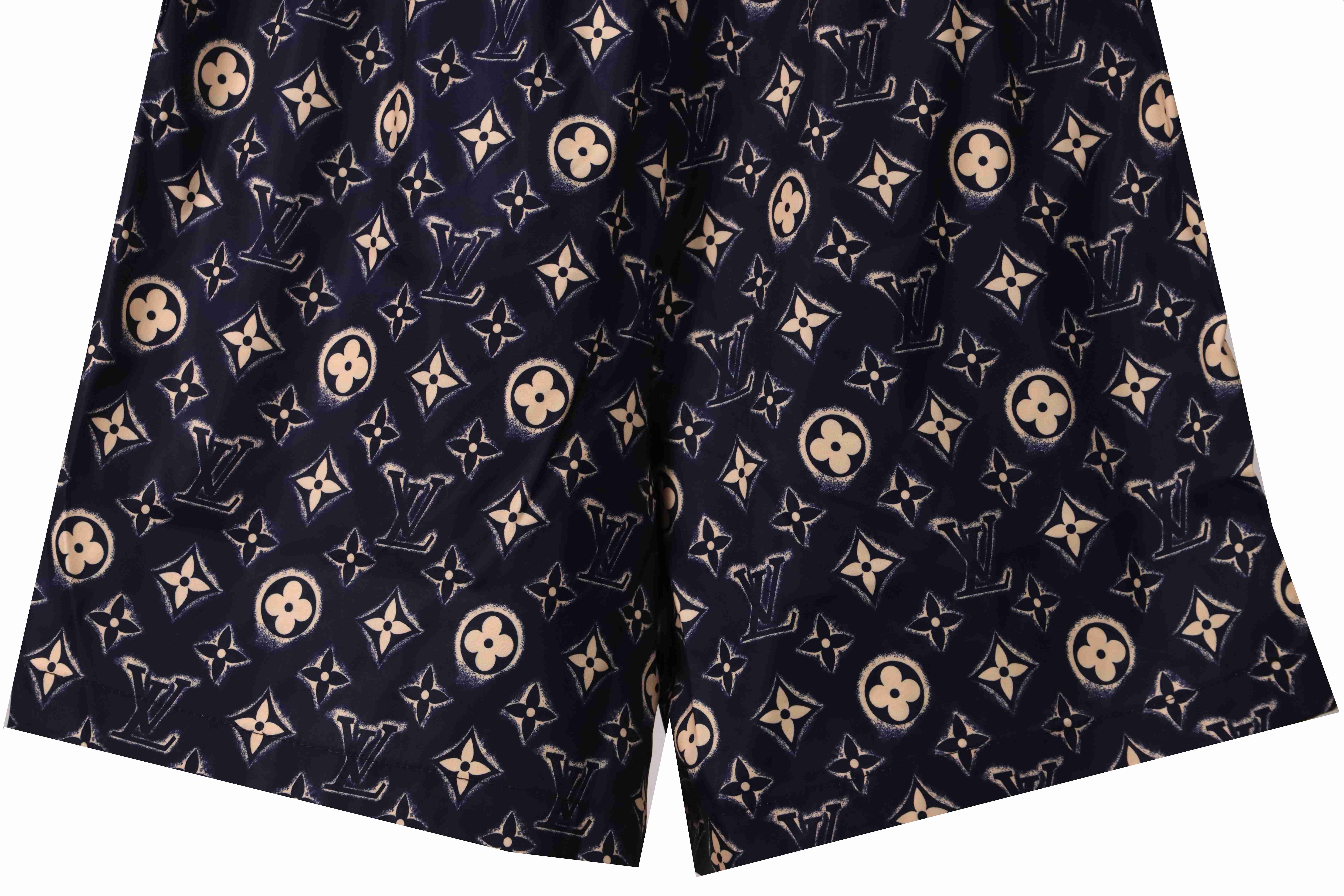 Louis Vuitton Monogram Printed Silk Shorts Black