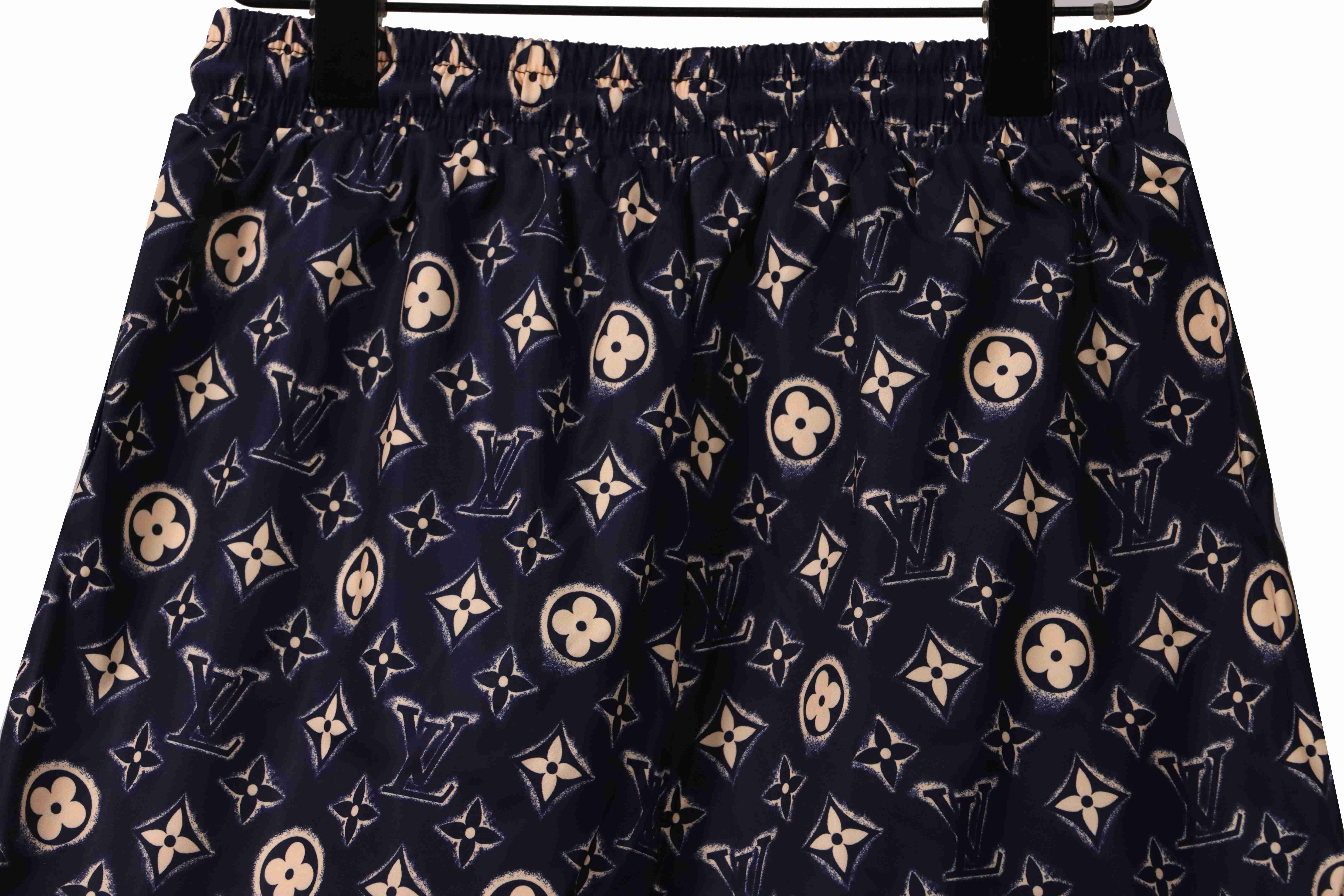 Louis Vuitton Monogram Printed Silk Shorts Black