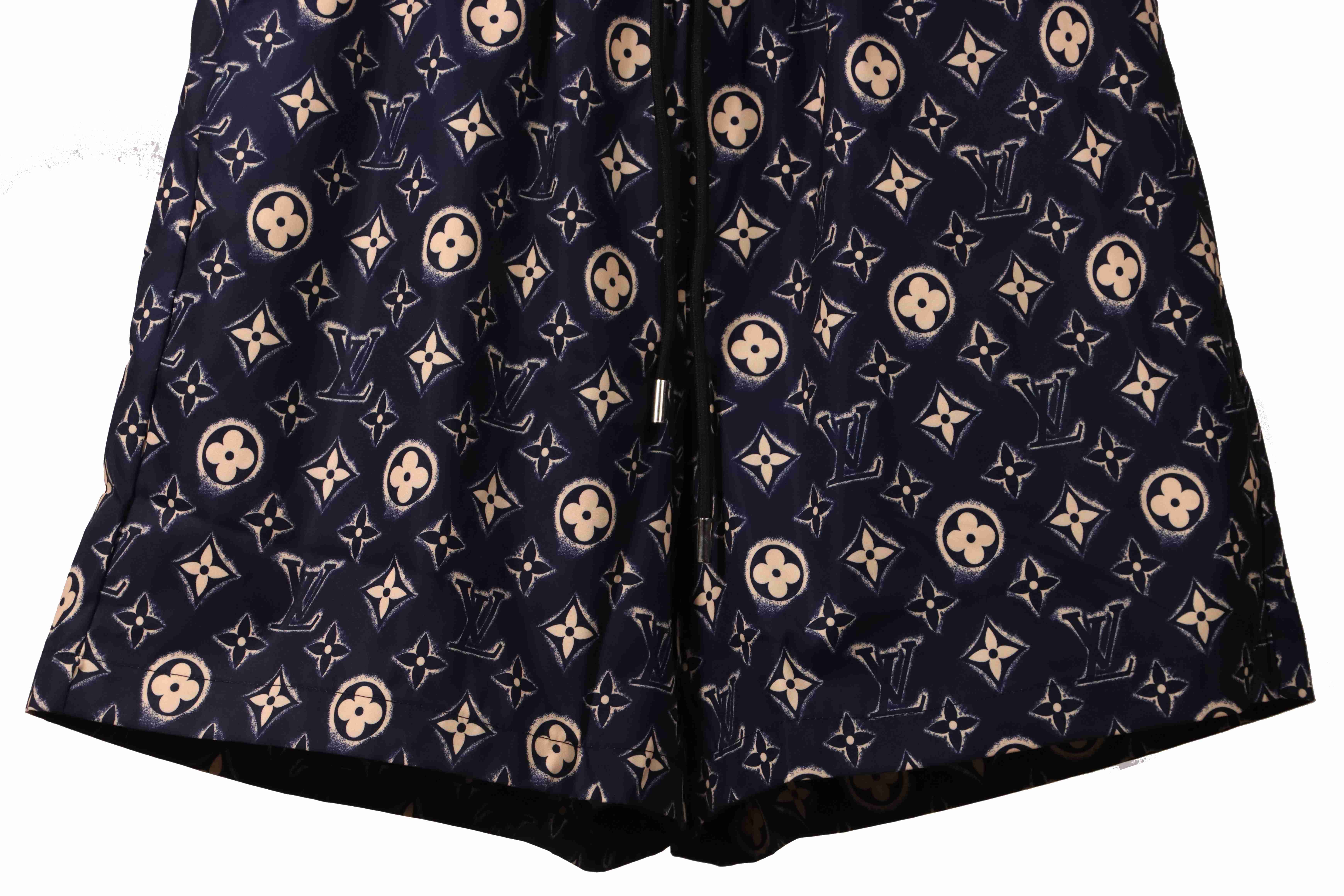 Louis Vuitton Monogram Printed Silk Shorts Black