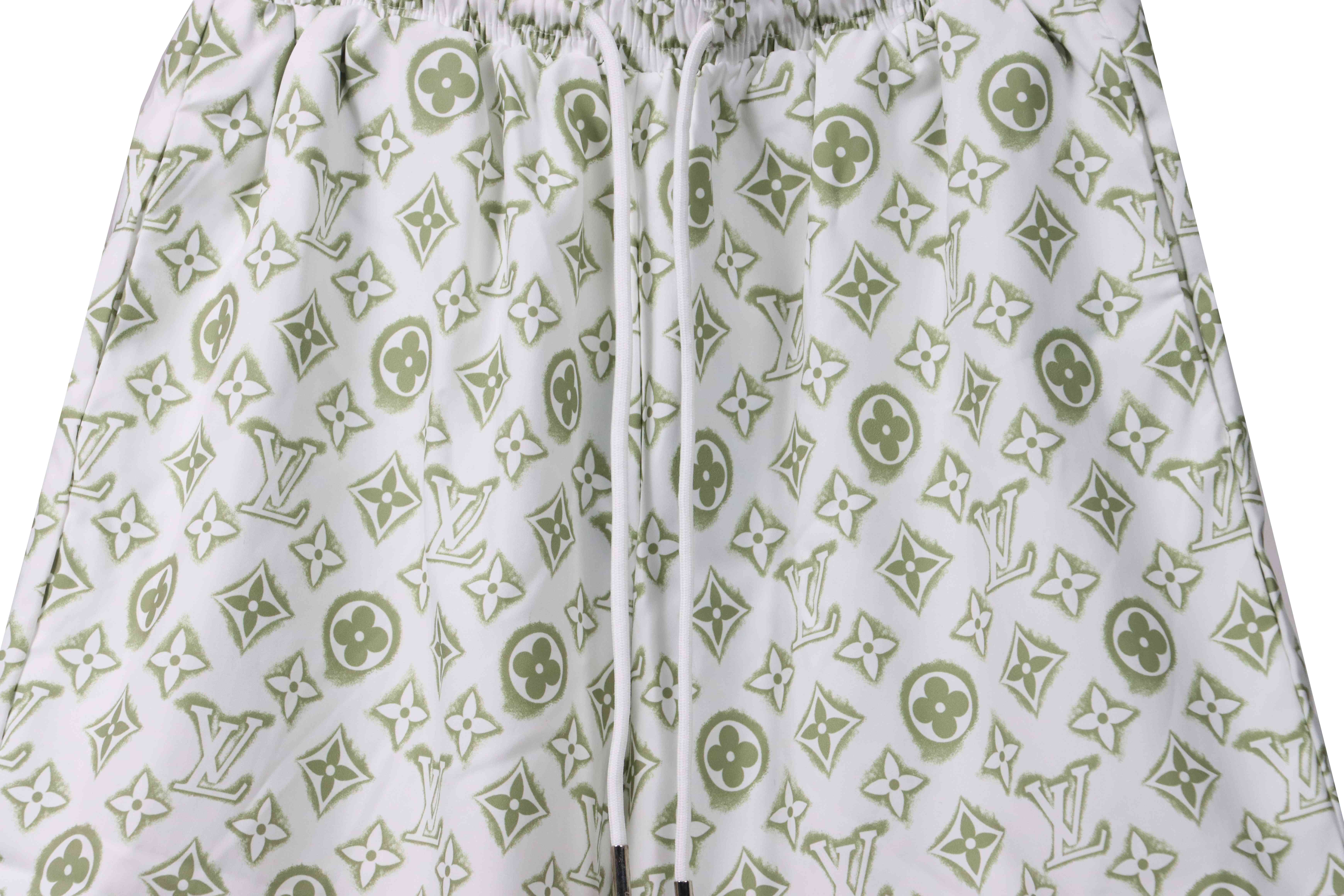 Louis Vuitton Monogram Printed Silk Shorts White