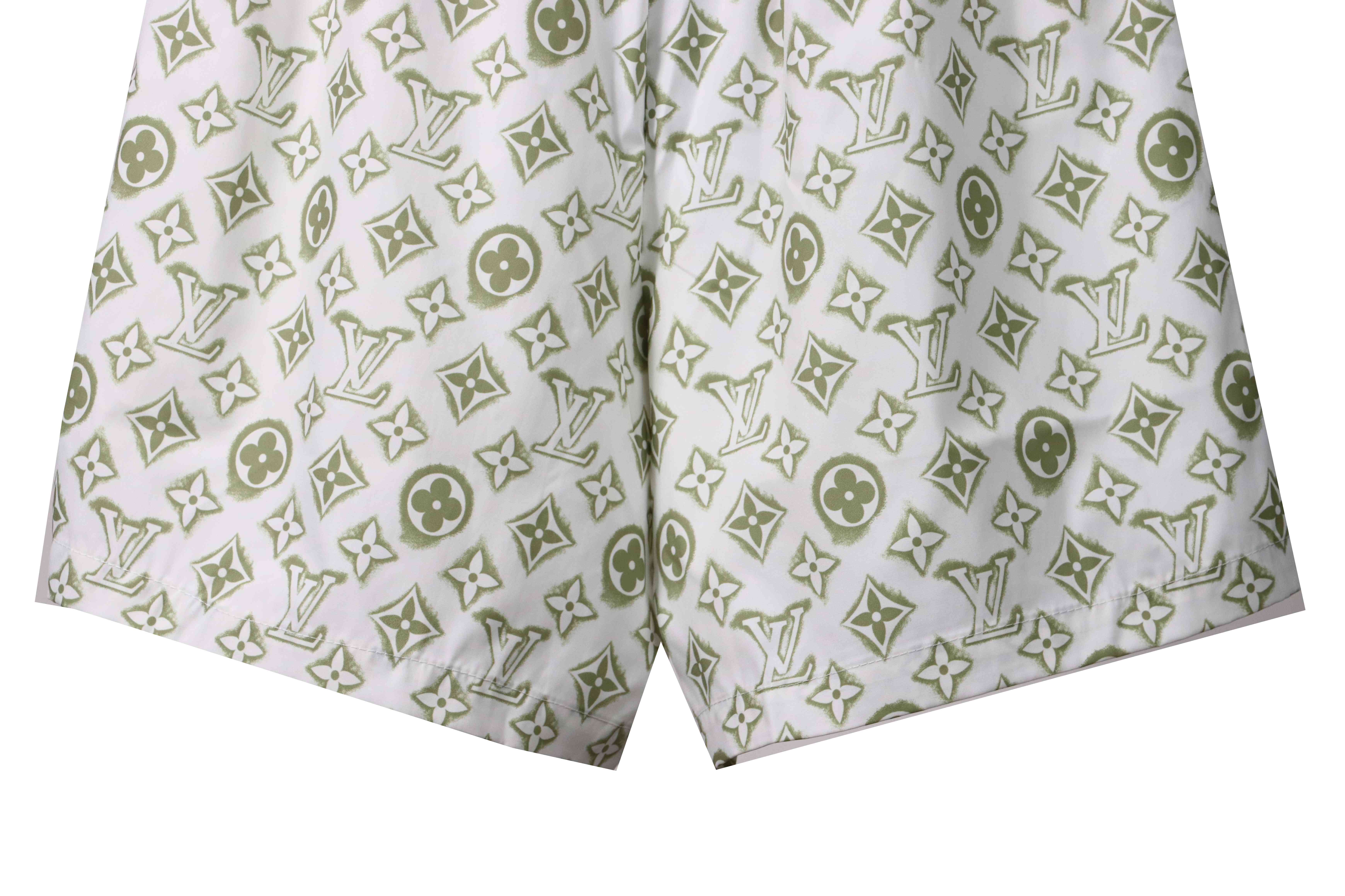 Louis Vuitton Monogram Printed Silk Shorts White