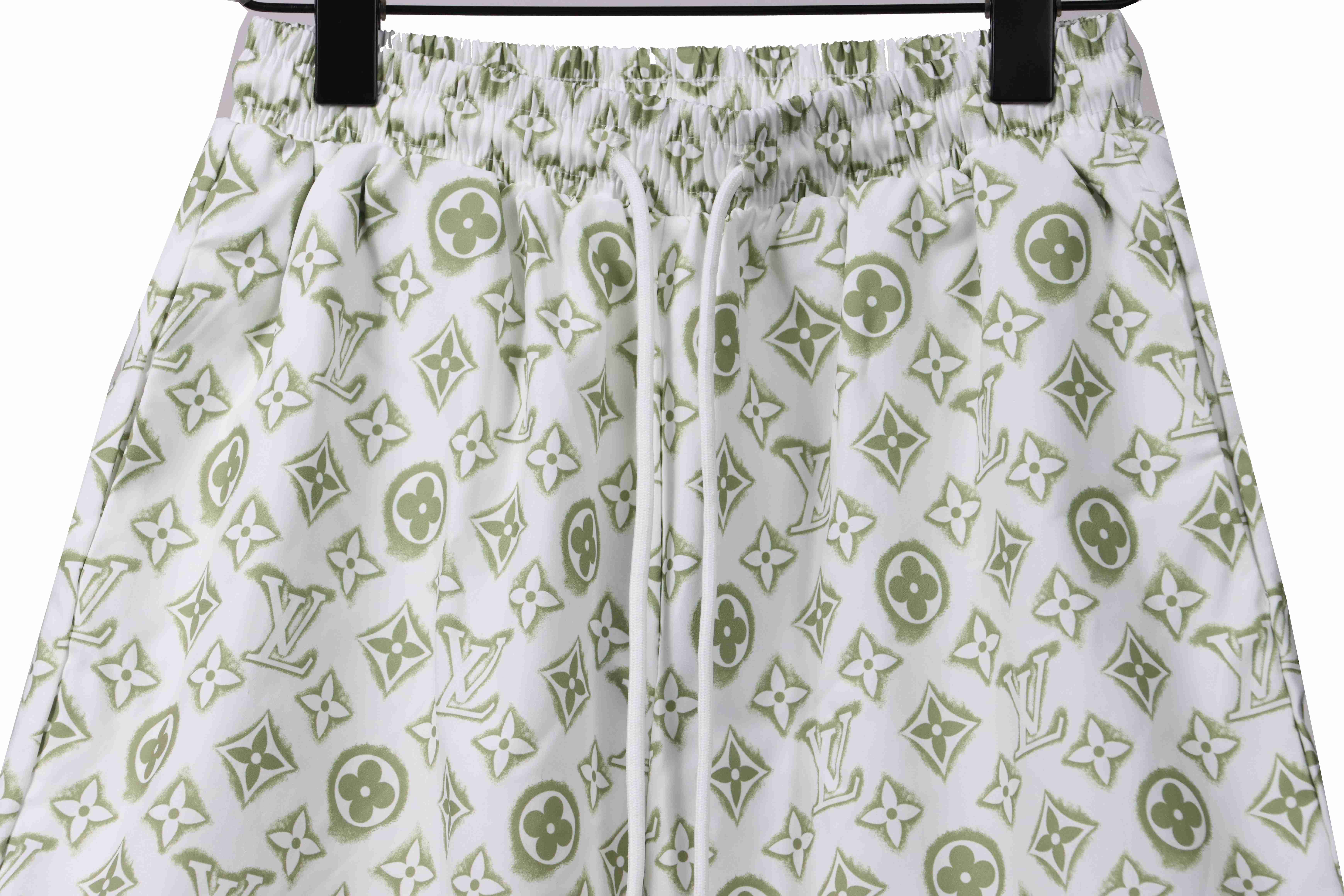 Louis Vuitton Monogram Printed Silk Shorts White