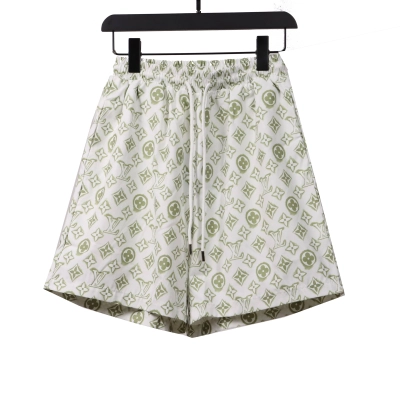Louis Vuitton Monogram Printed Silk Shorts White 01