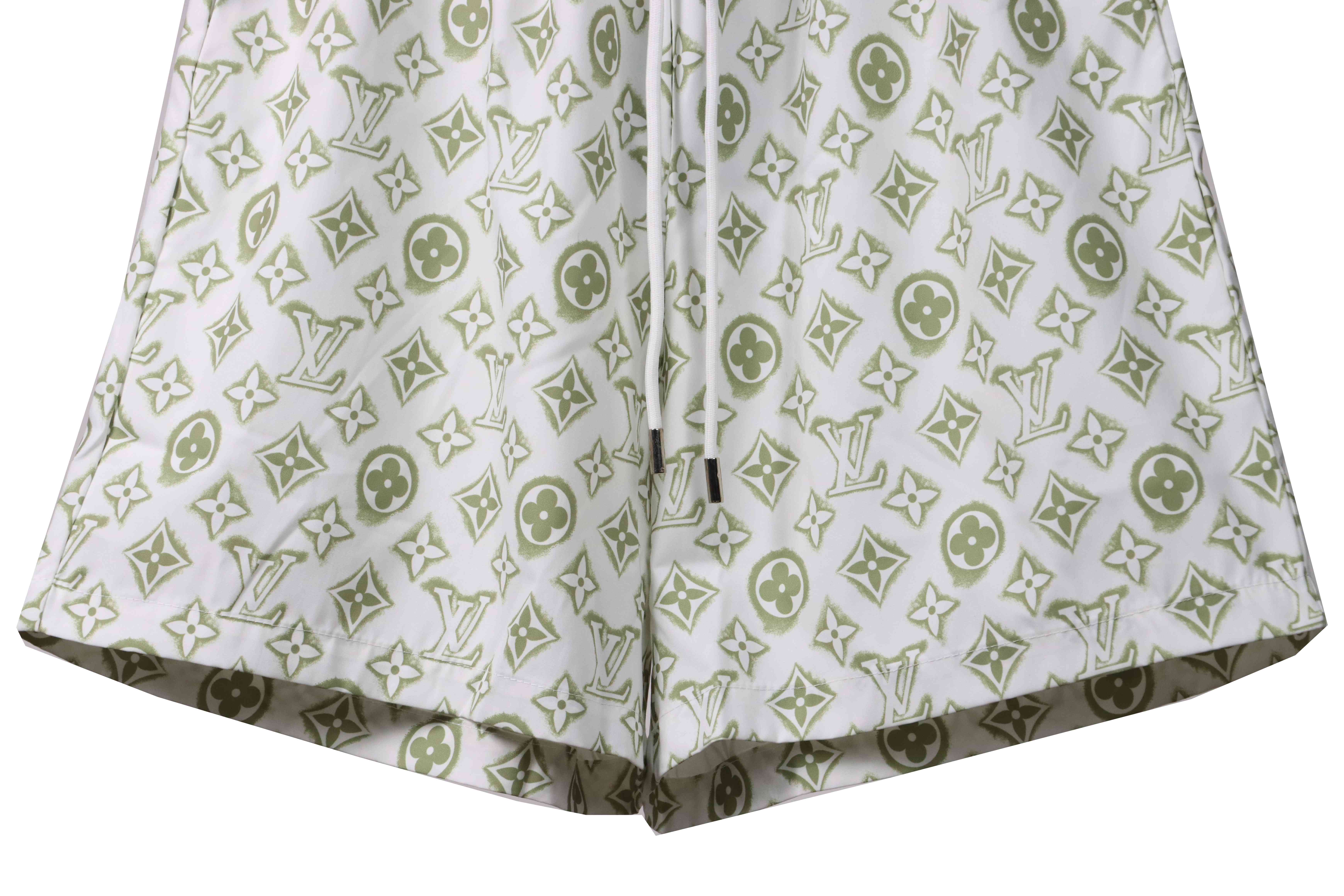 Louis Vuitton Monogram Printed Silk Shorts White