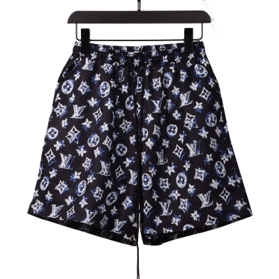 Coco Shoes Louis Vuitton Overlapping Monogram Printed Beach Shorts Dark Blue 01