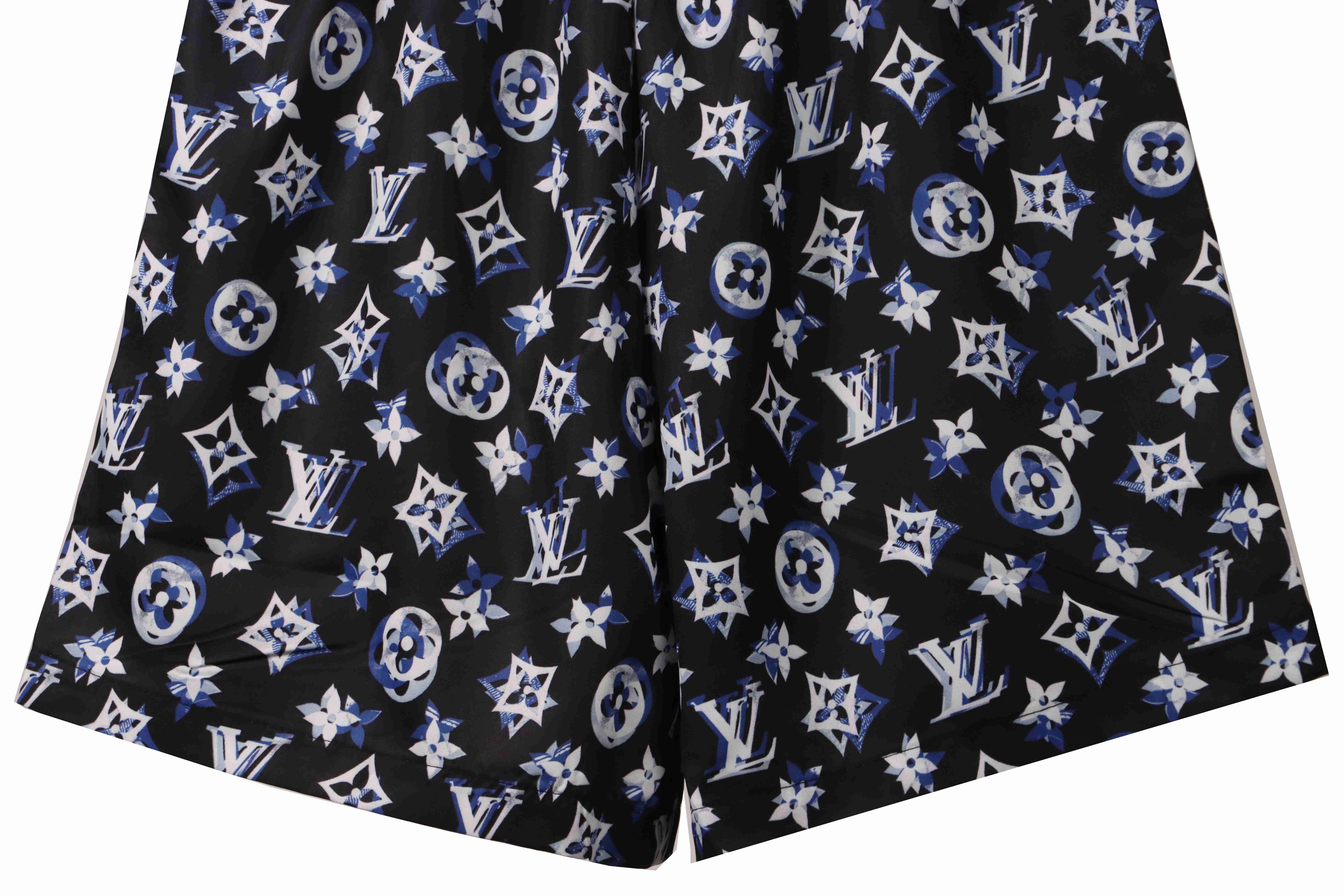 Coco Shoes Louis Vuitton Overlapping Monogram Printed Beach Shorts Dark Blue