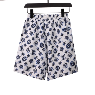 Coco Shoes Louis Vuitton Overlapping Monogram Printed Beach Shorts White Blue 02