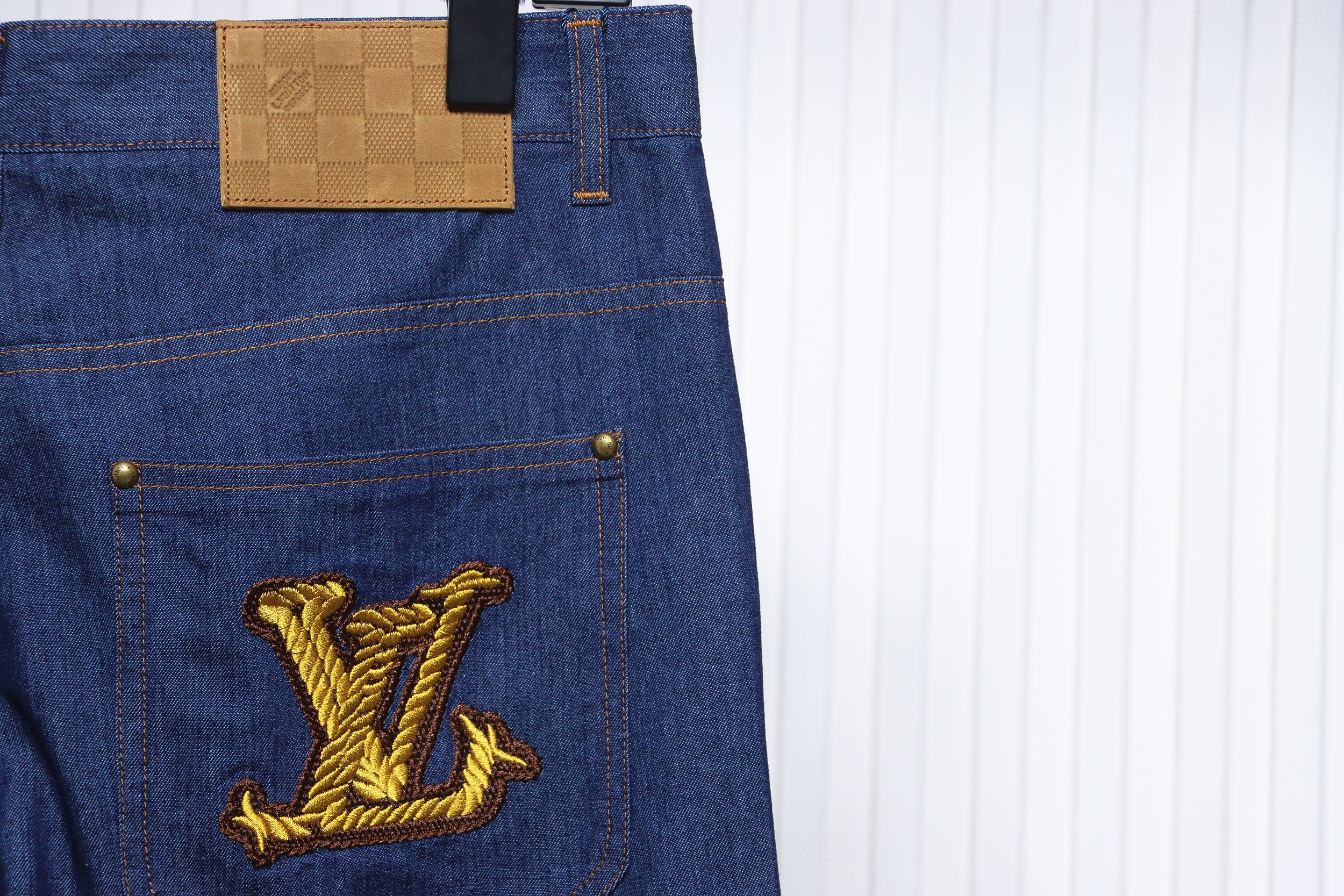 Louis Vuitton Rope Embroidery Denim Shorts