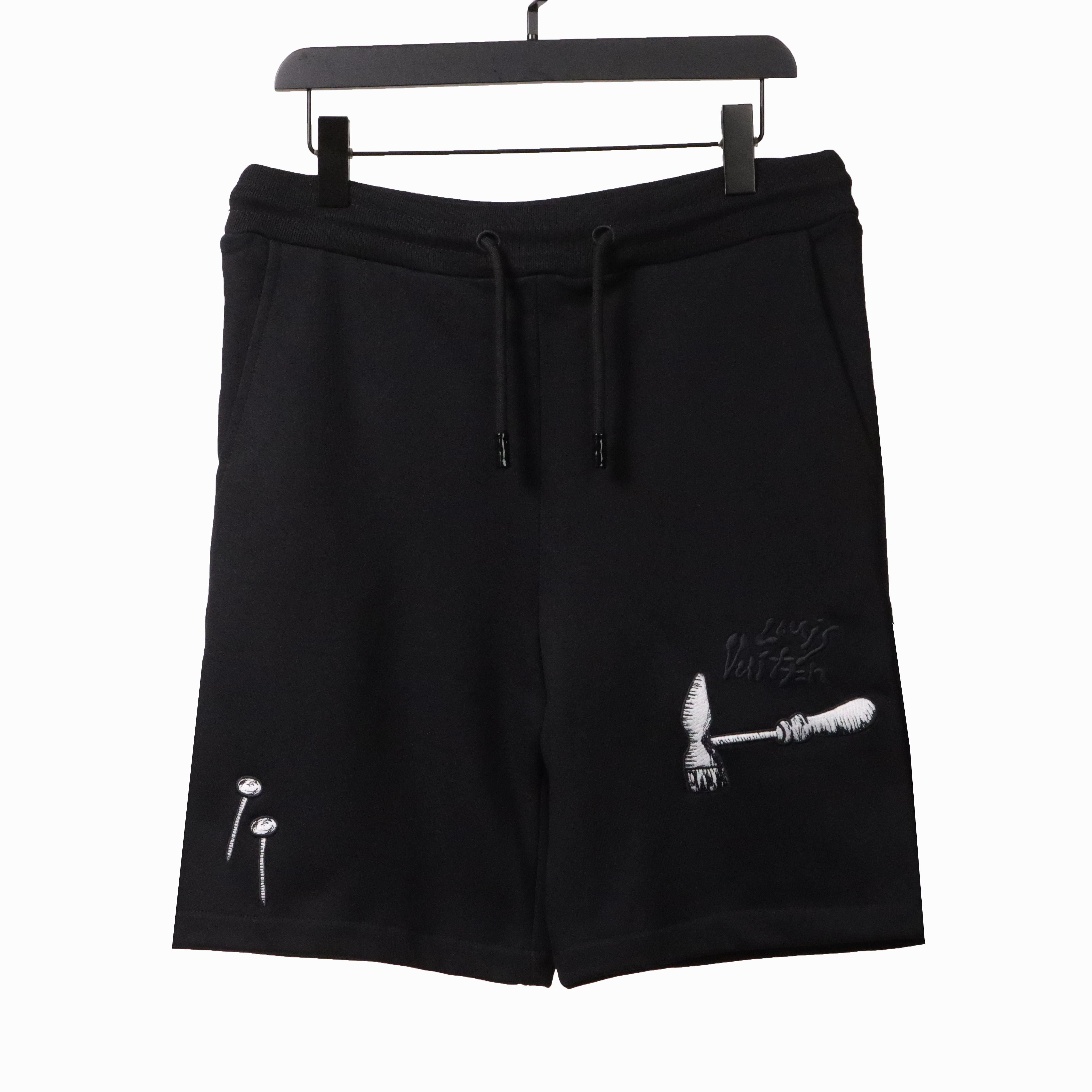 Coco Shoes Louis Vuitton Tool Pattern Printed Cotton Track Shorts Black
