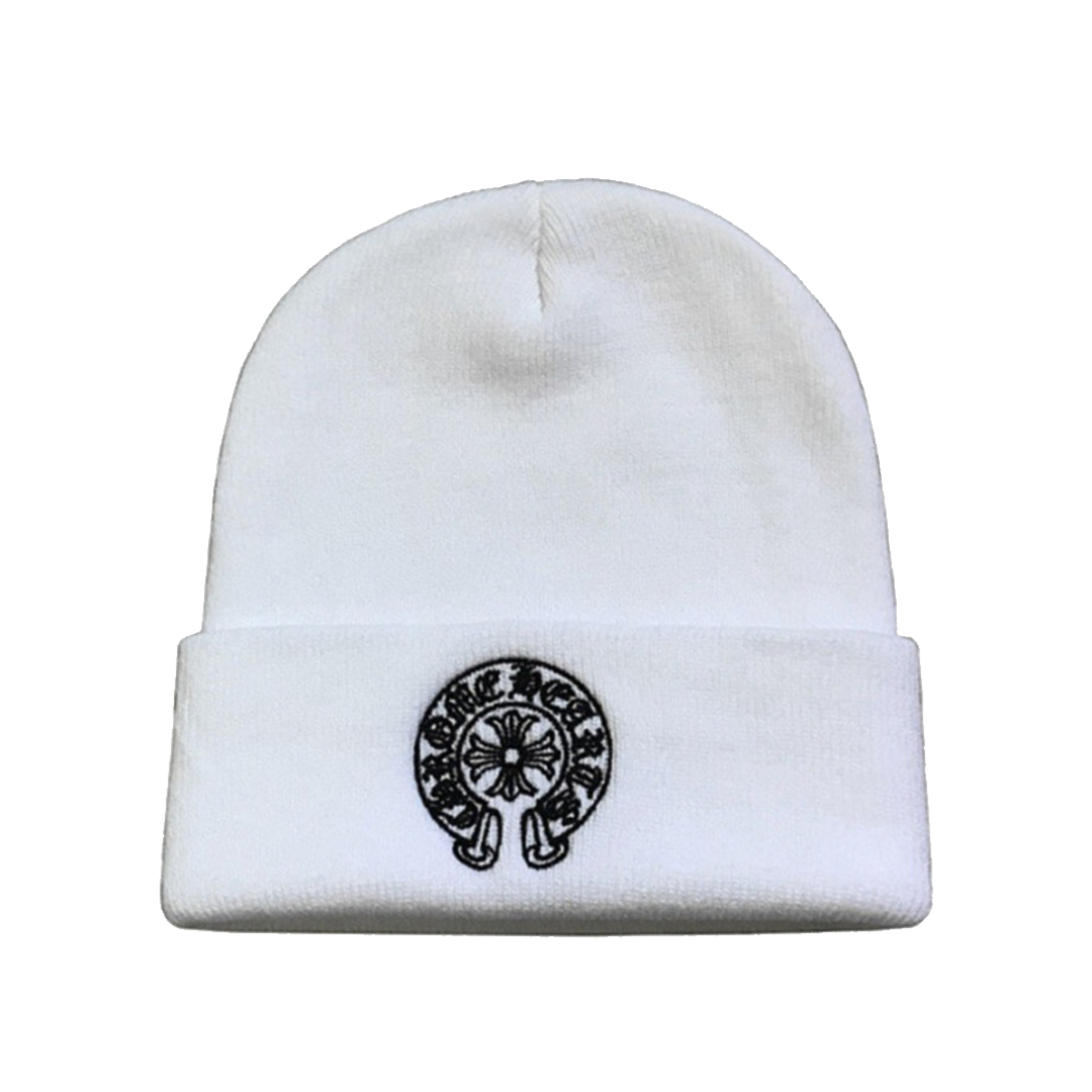 Coco Shoes Chrome Heart HorseShoe Logo Beanie White