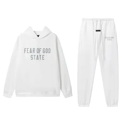 Fear of God Essentials Fleece Hoodie & Sweatpant Set FG318#948 White 01