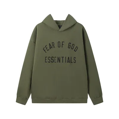 Fear of God Essentials Fleece II Hoodie & Sweatpant Set FG320#949 Olive Green 02