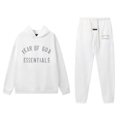 Fear of God Essentials Fleece II Hoodie & Sweatpant Set FG320#949 White 01