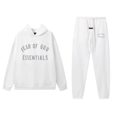 Fear of God Essentials Fleece II Hoodie & Sweatpant Set FG320#949 White 01