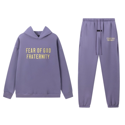 Fear of God Essentials Heavy Fleece Hoodie & Sweatpant Set FG319#947 Lavender 01
