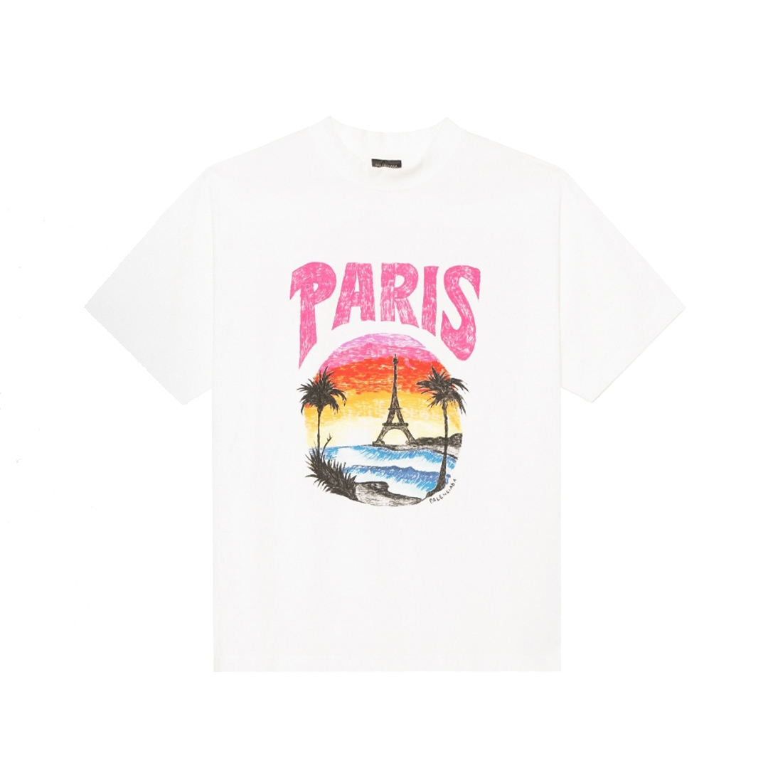 Balenciaga Paris Tropical T-Shirt White Pink